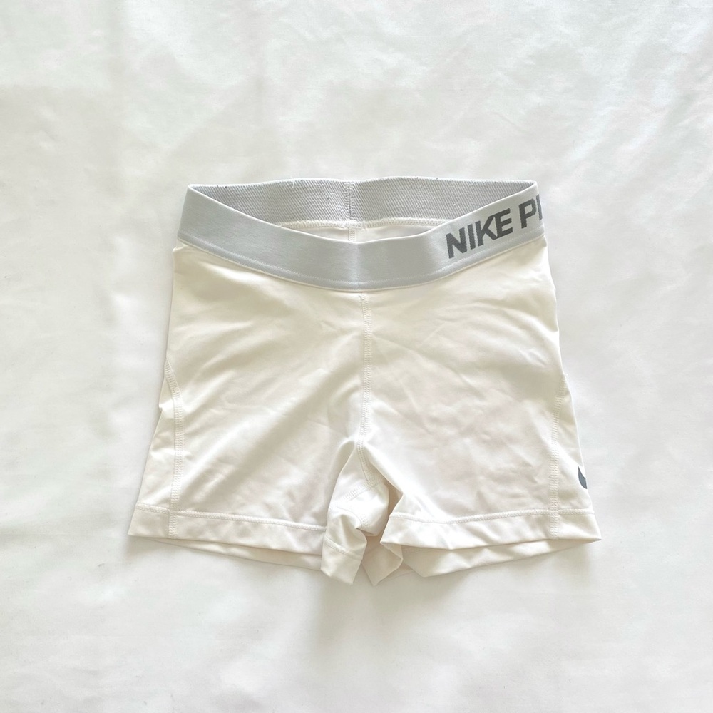Nike Pro Silver and White Shorts